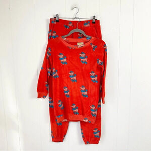 Hugo Loves Tiki Poodle Print Pj Lounge Set Orange Girls Size 12 T Organic Cotton